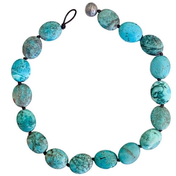 RALPH LAUREN Genuine Turquoise Sterling Silver Leather Necklace NWT - Picture 13 of 17